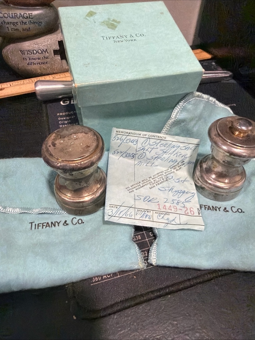 Tiffany & Co. Sterling Silver Shaker Pair with Blue Pouch